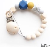 LOVEissue - Speenkoord Hout / Siliconen - Blauw Oker
