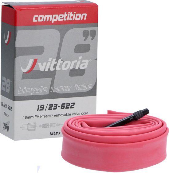 thumbnail image 2 of Vittoria Competition Latex Inner Tube – 700x19-23c Presta 48mm – Pink 2 of 5