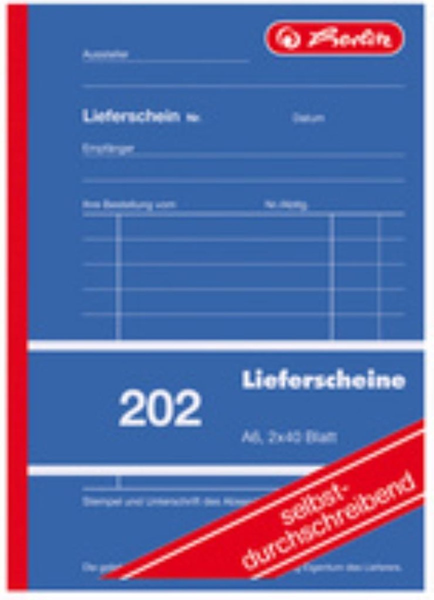 herlitz formulierboek leverschein 204, A5, zelfcopiërend, 2×40 vel