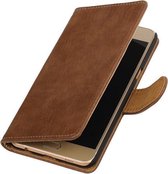 Bruin Hout booktype wallet cover cover voor Samsung Galaxy C5