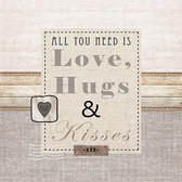 Servetten 20pcs / 33 x 33cm, Love, hugs & kisses
