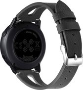 SmartphoneClip® Leer double zwart Bandje geschikt voor Samsung Galaxy Watch 42mm en Galaxy Watch Active