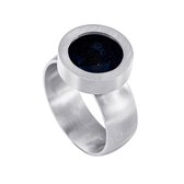 Quiges RVS Schroefsysteem Ring Zilverkleurig Mat 16mm met Verwisselbare Zandsteen Blauw 12mm Mini Munt