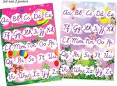 Tooby ABC posters / alfabet posters (set van twee) - Roze met elfjes en met Tooby