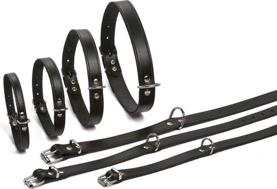 Foto: Beeztees halsband hond leer zwart 32 37 cm x 16 mm