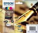 Epson 16 multipack inktcartridges met zwarte, cyaan, magenta en gele inkt. Inclusief een gouden penpunt.