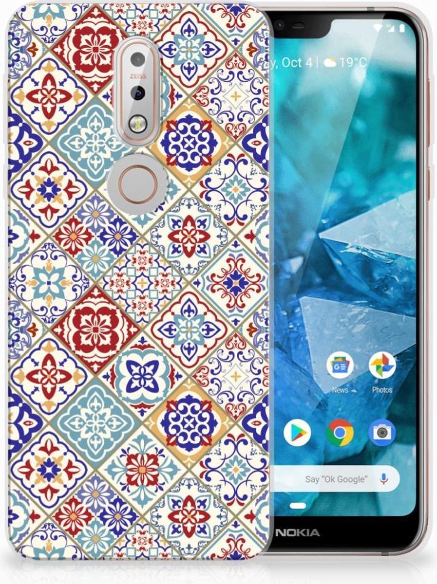 Nokia 7.1 TPU Siliconen Hoesje Tiles Color