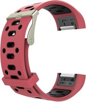 Siliconen Sport polsbandje voor de Fitbit Charge 2  Maat S - Rood/Zwart