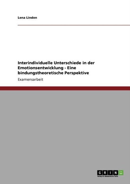 Interindividuelle Unterschiede in der Emotionsentwicklung -  ... - cover