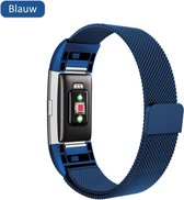 Fitbit Charge 2 Horloge Band bandje Milanees Italiaans ontwerp staal roestvrij metaal magnetisch comfortabel design Blauw Large