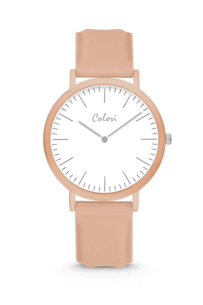 Colori Essentials 5 COL584 Horloge - Siliconen Band - Ø 40 mm - Licht Bruin