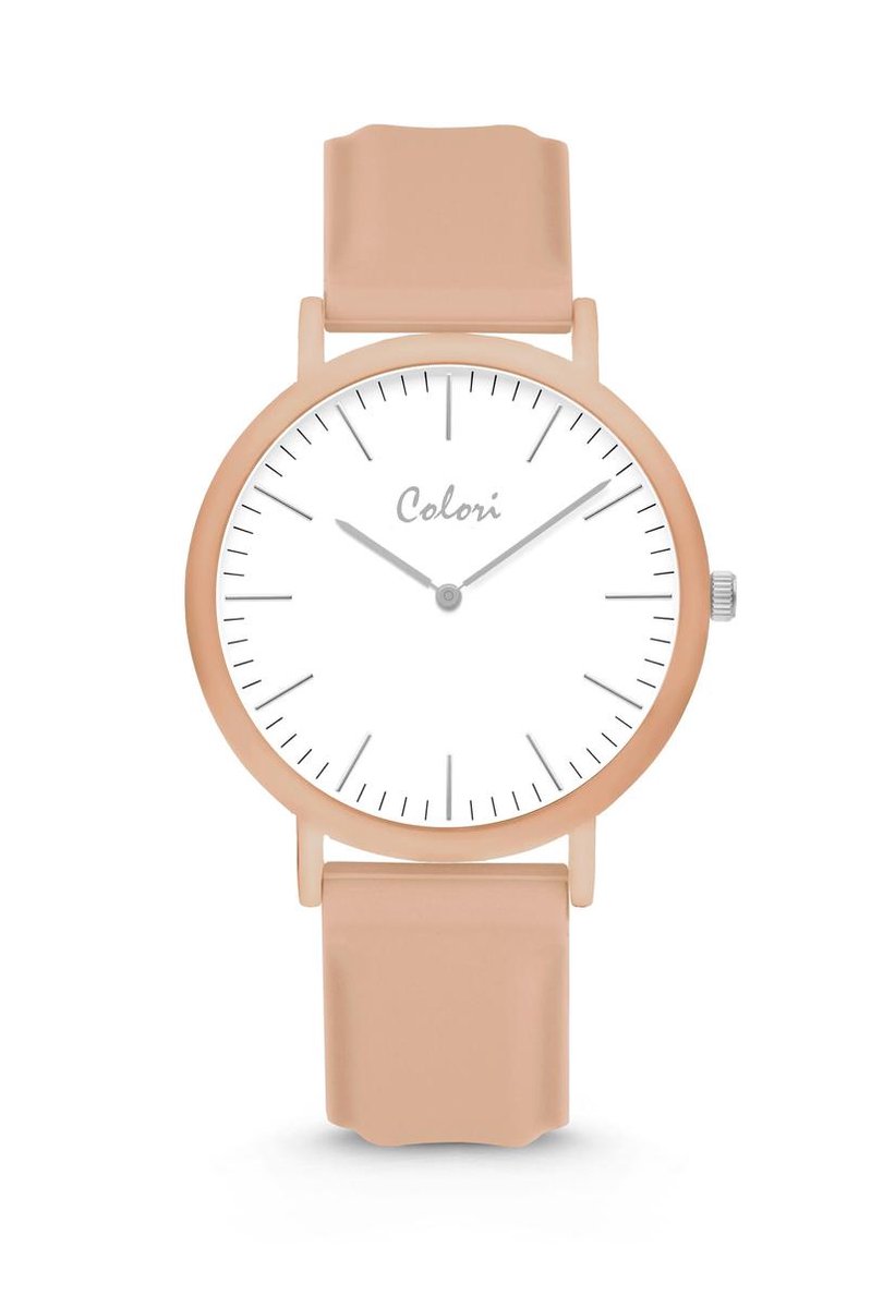 Colori Essentials 5 COL584 Horloge - Siliconen Band - Ø 40 mm - Licht Bruin