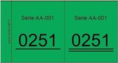 Grote dubbelnummers, lootjes, garderobenummers - groen - 1000 stuks