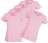 Fruit of the Loom Dames T-shirt roze maat S (onbedrukt - 5 stuks)
