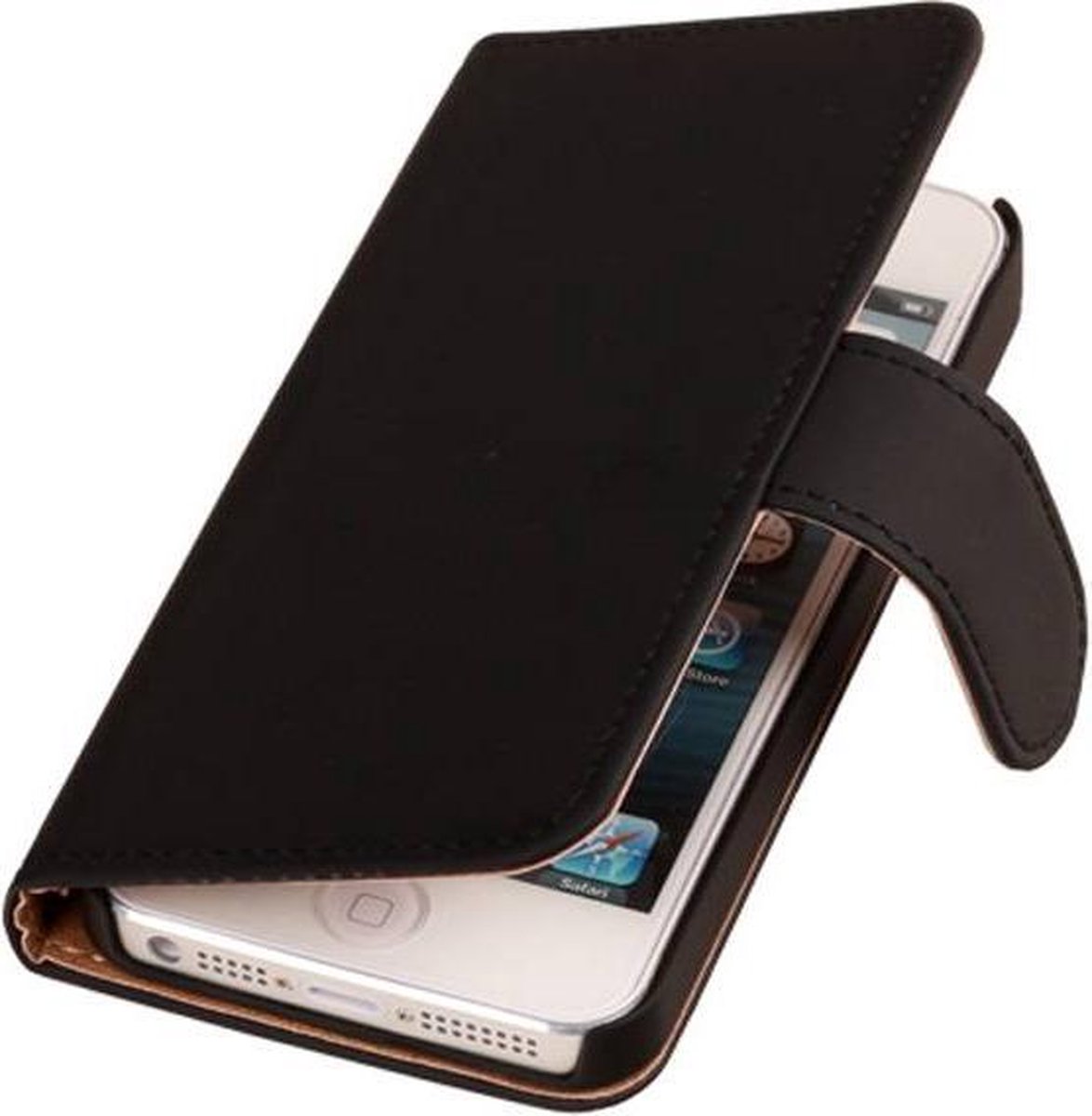Zwart Effen Apple iPhone 4 / 4S - Book Cover