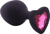 Banoch - Buttplug Coeur Noir Rose Medium -siliconen - Hart - Diamant Steen Roze