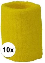 10x Geel zweetbandje voor pols - zweetbandjes