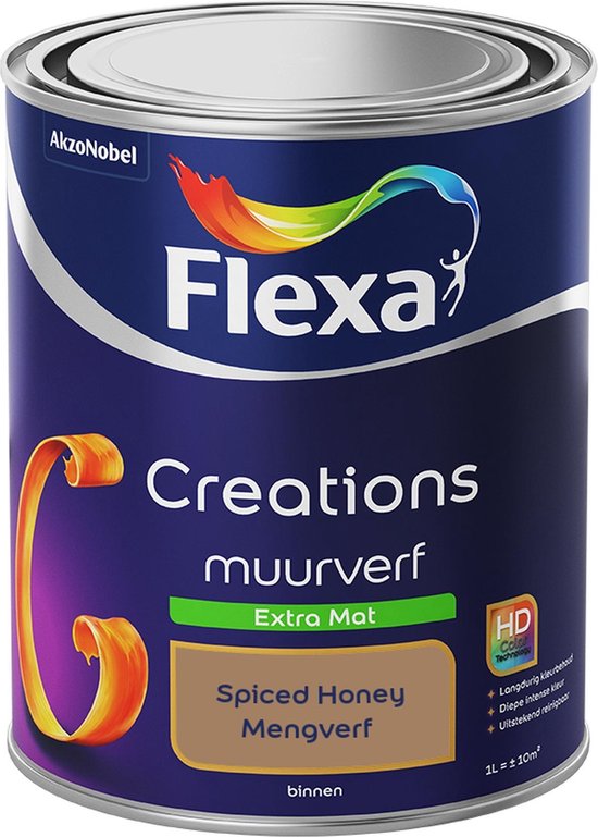 Flexa Creations - Muurverf Extra Mat - Spiced Honey Kleur van het Jaar 2019- 1 Liter