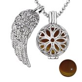 Quiges Engelenroeper 18mm Bolhouder met Ketting 90cm en Bolletje - Dames - Zilverkleurig Bloem - EBS18102