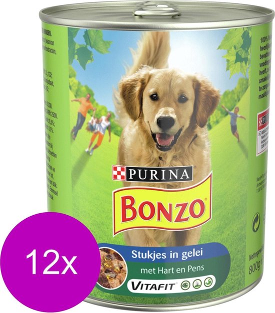 Bonzo Gelei Hart/Pens - Honden natvoer 12 x 800 g | bol.com