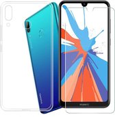 Huawei Y7 2019 Hoesje Transparant TPU Siliconen Soft Case + 2 Tempered Glass Screenprotector