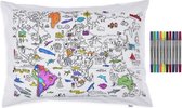 Taie d' Kussensloop carte du monde EatSleepDoodle Color & Cuir - À colorier