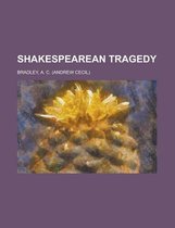 Boek met de titel Shakespearean Tragedy, met een aquarel van een gele bloem op een bruine en blauwe achtergrond.