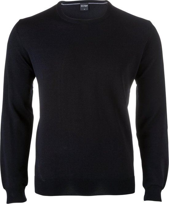 OLYMP modern fit trui wol - O-hals - zwart - Maat: XL