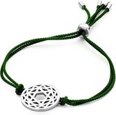 CO88 Collection 8CB 90211  Rope Armband met Staal Element - Chakra Bedel - One-size - Groen