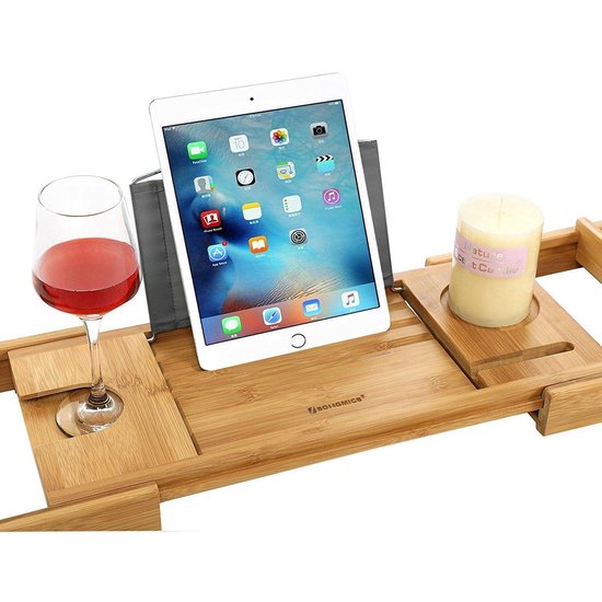 Badplank/badrek - bamboe hout - uitschuifbaar - 70-105 x 22 cm | Leen Bakker