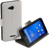 HC White Sony Xperia E4G Bookcase Etui portefeuille Etui pour téléphone