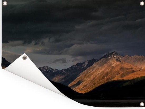 Dark sky over Aoraki National Park / Mount Cook on South Island Garden Poster 160x120 cm - Garden Canvas / Outdoor Peintures for Outdoor (décoration de jardin) XXL / Groot format!