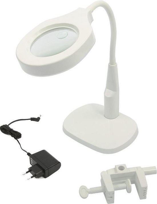 125 mm. LED Loupe - Loep Lamp met Voet en Tafelklem | bol.com