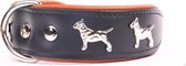 Dog's Companion - Leren halsband Bull Terriër - Lengte: 45cm (32-41cmx40 mm), Kleur: Zwart / Bruin