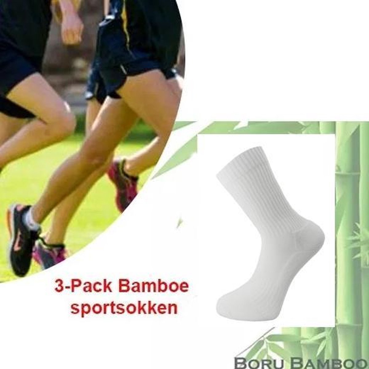 3-Pack Bamboe sportsokken | Kleur wit | Maat 39-42