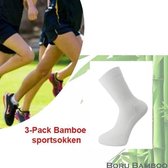 3-Pack Bamboe sportsokken | Kleur wit | Maat 39-42