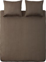 Ten Cate Hotellinnen Dekbedovertrek - Katoen Streep (2cm) Satijnen Eenpersoons Dekbedovertrekset - 140x200/220 - Taupe - inclusief een bijpassend kussensloop 60x70 cm