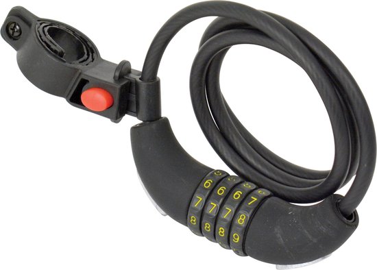 Dresco Kabelslot 120/8 Code - Spiraal/cijferslot - 120cm - Rond 8mm - Met steun - Zwart van Dresco — afbeelding 3