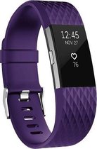 Fitbit Charge 2 siliconen bandje |Paars / Purple |Diamant patroon | Premium kwaliteit | Maat: M/L | TrendParts
