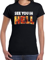 Halloween see you in hell verkleed t-shirt zwart voor dames XS