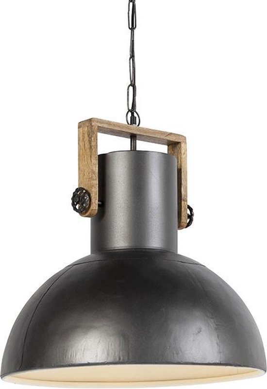 QAZQA mangoes - Industriele Hanglamp eettafel - 1 lichts - Ø 500 mm - Donkergrijs - Industrieel - Woonkamer | Slaapkamer | Keuken