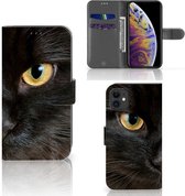 Geschikt voor iPhone 11 Telefoonhoesje met Pasjes Zwarte Kat
