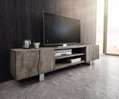 TV-tafel Live-Edge acacia platinum 200 cm 4 deuren 2 compartimenten boomrand Lowboard