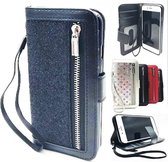 Samsung A5 2017 Zwarte Glitter Wallet / Book Case / Boekhoesje/ Telefoonhoesje met rits en hoesjeswebstylus