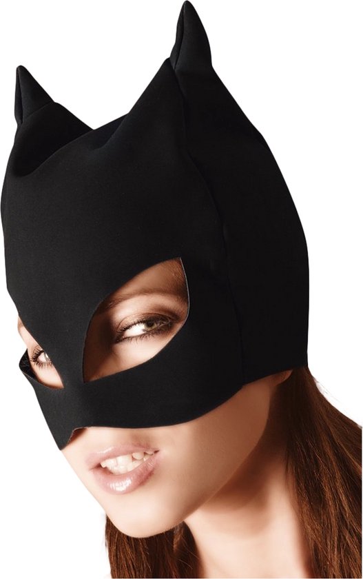 Foto: Bad kitty fluwelen wilde kat hoofd masker met puntige oren en open mond zwart