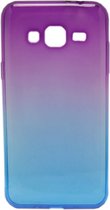 ADEL Siliconen Softcase Back Cover hoesje Geschikt Voor Samsung Galaxy J3 (2015)/ J3 (2016) - Kleurenovergang Paars en Blauw