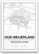 Poster/plattegrond OUD-BEIJERLAND - 30x40cm