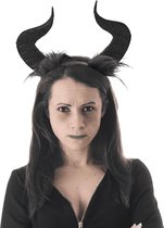 PARTYPRO - Evil zwarte haarband met hoorns voor volwassenen