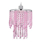 relaxdays hanglamp glas - E27 - kristal - plafondlamp - slaapkamer - kroonluchter roze