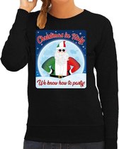 Foute Italie Kersttrui / sweater - Christmas in Italy we know how to party - zwart voor dames - kerstkleding / kerst outfit XS (34)